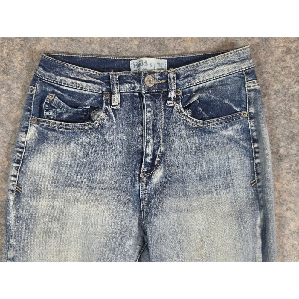 Y2K Mudd FLX Stretch High Rise Jean Legging Light Wash Raw Hem Skinny Size 5 - Picture 4 of 13